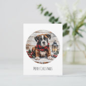 Vrolijke kerst Boxer Puppy Feestdagenkaart (Staand voorkant)