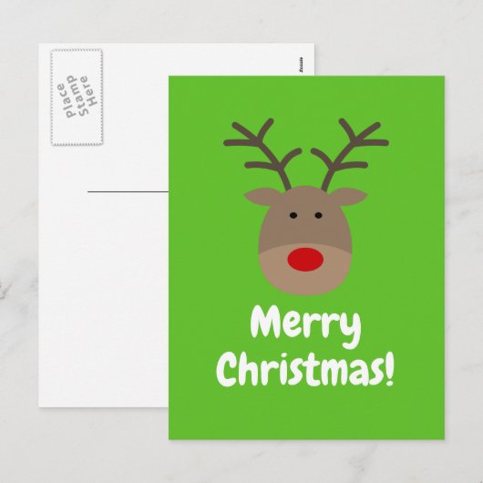 Vrolijke kerst briefkaarten met leuke rendier logo (Voorkant / Achterkant)
