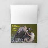 Vrolijke kerst Canada ganzen landing op de vijver Feestdagen Kaart (Binnen)