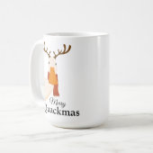 Vrolijke kerst cartoon Duck Funny Quackmas Koffiemok (Voorkant links)