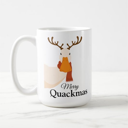 Vrolijke kerst cartoon Duck Funny Quackmas Koffiemok (Links)