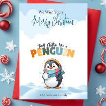 Vrolijke kerst cartooneske chillin als een pinguïn