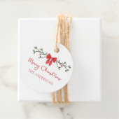 Vrolijke Kerst Chic Coquette Rode Boog Gepersonali Bedankjes Labels (In situ)