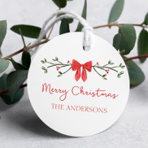 Vrolijke Kerst Chic Coquette Rode Boog Gepersonali