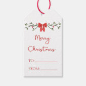 Vrolijke Kerst Chic Coquette Rode Boog Gepersonali Cadeaulabel (Voorkant)