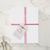 Vrolijke Kerst Chic Coquette Rode Boog Gepersonali Cadeaulabel (Met Touw)