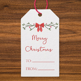 Vrolijke Kerst Chic Coquette Rode Boog Gepersonali Cadeaulabel