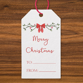 Vrolijke Kerst Chic Coquette Rode Boog Gepersonali Cadeaulabel