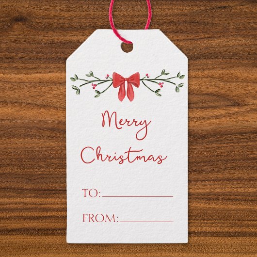 Vrolijke Kerst Chic Coquette Rode Boog Gepersonali Cadeaulabel