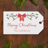 Vrolijke Kerst Chic Coquette Rode Boog Gepersonali Cadeaulabel