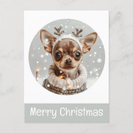 Vrolijke Kerst Chihuahua Rendier Hond Briefkaart