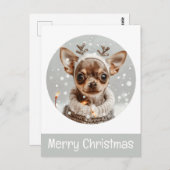 Vrolijke Kerst Chihuahua Rendier Hond Briefkaart (Voorkant / Achterkant)