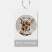 Vrolijke Kerst Chihuahua Rendier Hond Cadeaulabel (Voorkant)