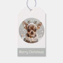 Vrolijke Kerst Chihuahua Rendier Hond Cadeaulabel