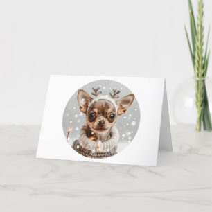 Vrolijke Kerst Chihuahua Rendier Hond Feestdagen Kaart