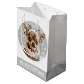Vrolijke Kerst Chihuahua Rendier Hond Medium Cadeauzakje (Achterkant Gekanteld)