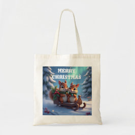 Vrolijke kerst chipmunks tote bag