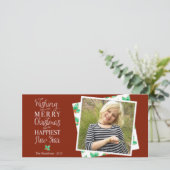 Vrolijke kerst Classy Lettered Holiday Photocard Feestdagenkaart (Staand voorkant)