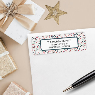 Vrolijke Kerst Confetti Retouradres Etiket