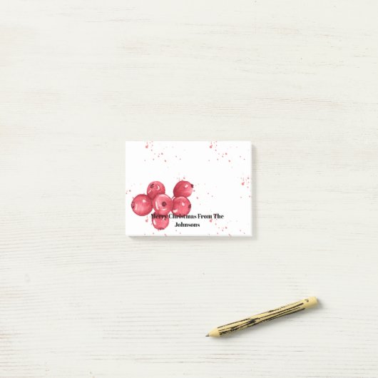 Vrolijke kerst Cranberries Post-it® Notes (Op bureau)