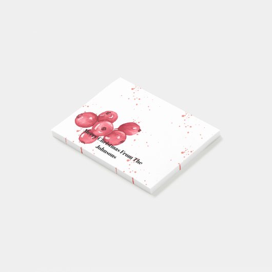 Vrolijke kerst Cranberries Post-it® Notes (Schuin)