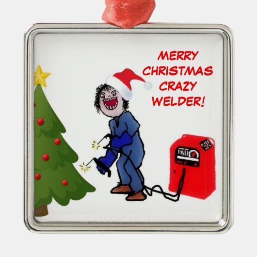 Vrolijke kerst Crazy Welder Metalen Ornament (Voorkant)