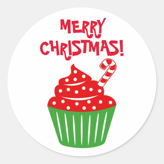 Vrolijke kerst cupcake stickers en envelop afdicht (Voorkant)