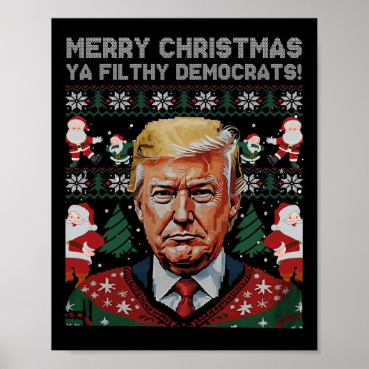 Vrolijke Kerst Democraten Filthy Ya Funny Xmas Poster (Voorkant)