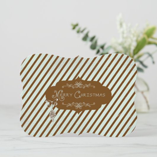 Vrolijke kerst Diagonal Stripe Holiday Feestdagenkaart (Staand voorkant)