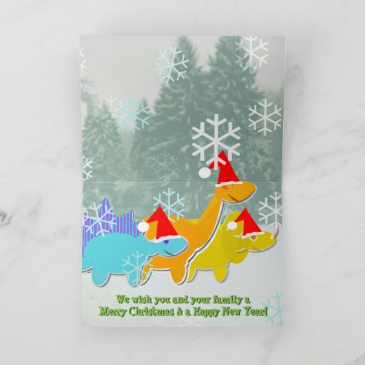 Vrolijke kerst Dinosaurus Kaart (Binnen)