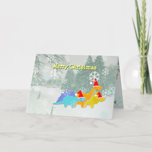 Vrolijke kerst Dinosaurus Kaart (Voorkant)