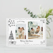  vrolijke kerst doedel foto feestdagenkaart (Staand voorkant)