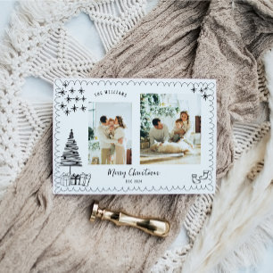 vrolijke kerst doedel foto feestdagenkaart