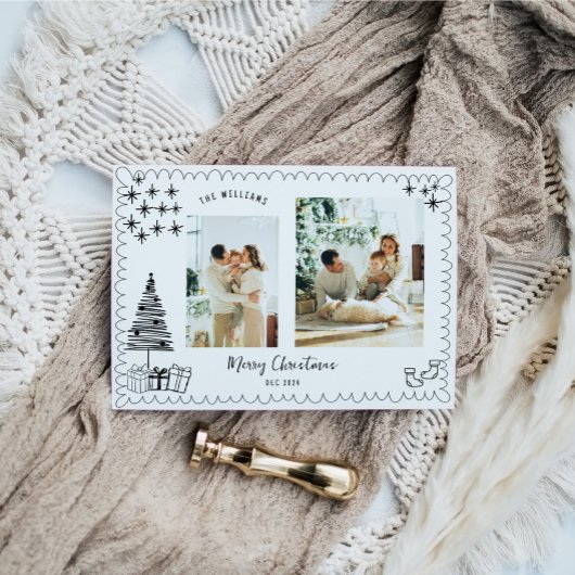  vrolijke kerst doedel foto feestdagenkaart