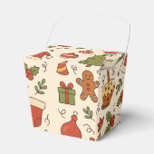 Vrolijke Kerst Doodle Patroon Bedankdoosjes (Voorkant Zijde)