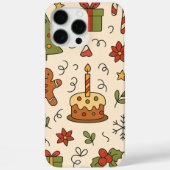 Vrolijke Kerst Doodle Patroon Case-Mate iPhone Case (Achterkant)