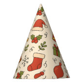 Vrolijke Kerst Doodle Patroon Feesthoedjes (Voorkant)