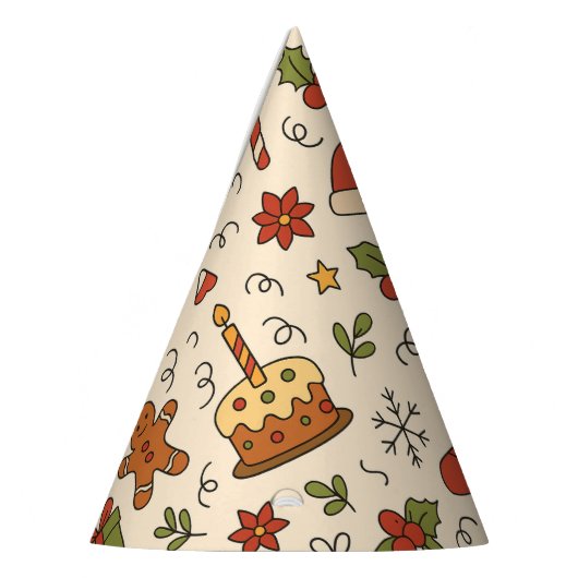 Vrolijke Kerst Doodle Patroon Feesthoedjes (Links)