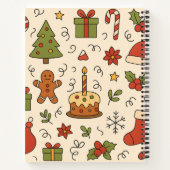 Vrolijke Kerst Doodle Patroon Notitieboek (Achterkant)