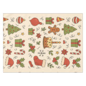 Vrolijke Kerst Doodle Patroon Tafelkleed (Voorkant (Horizontaal))