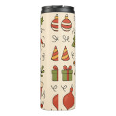 Vrolijke Kerst Doodle Patroon Thermosbeker (Achterkant)
