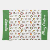 Vrolijke kerst Doodles Theedoek (Horizontaal)