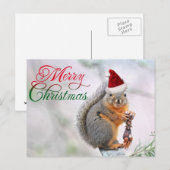 Vrolijke kerst eekhoorn feestdagenkaart (Voorkant / Achterkant)