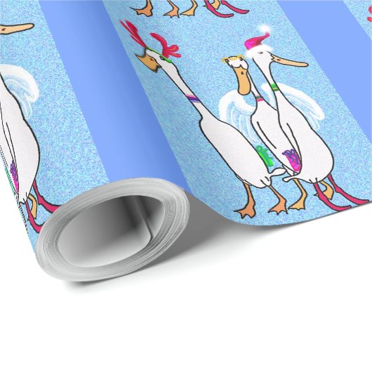 Vrolijke kerst eenden vieren feest cadeaupapier (Rol Hoek)