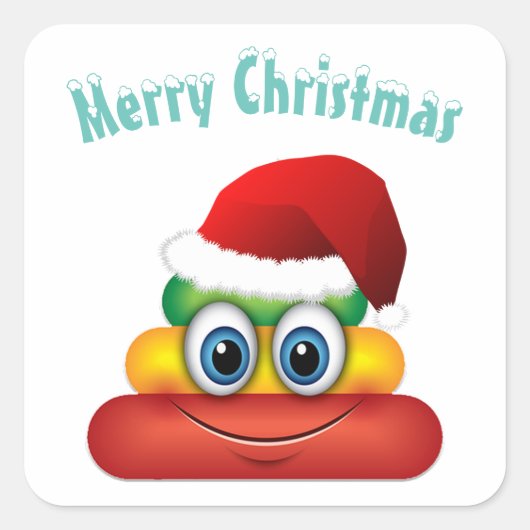 Vrolijke Kerst eenhoorn poop emoji Vierkante Sticker (Voorkant)