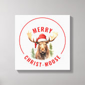 Vrolijke Kerst-Eland Grappige Kerstmis Eland Canvas Afdruk (Voorkant)