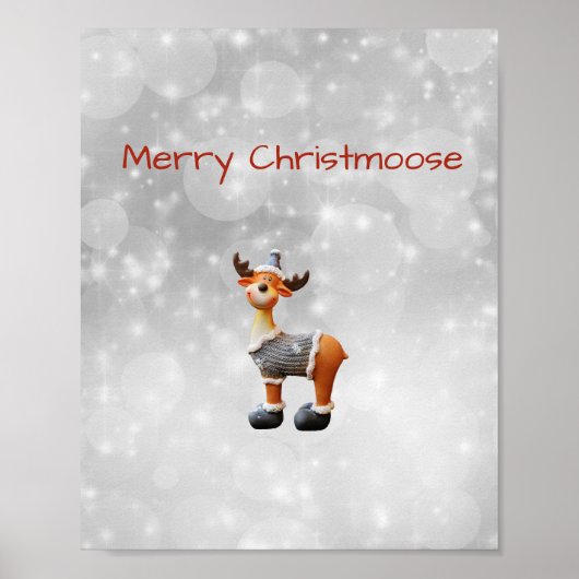 Vrolijke Kerst eland met een hoed Poster (Voorkant)