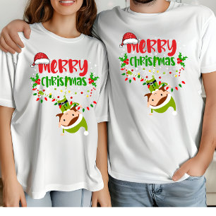 Vrolijke kerst elf bijpassende familie moderne Ker T-shirt