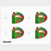Vrolijke Kerst Elf Ovale Sticker (Vel)