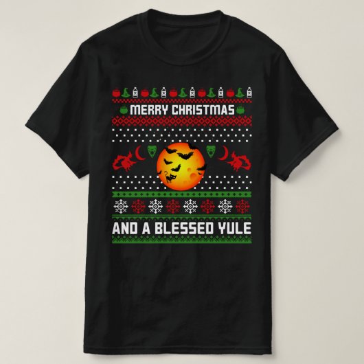 vrolijke kerst en gezegende yule t-shirt (Design voorkant)